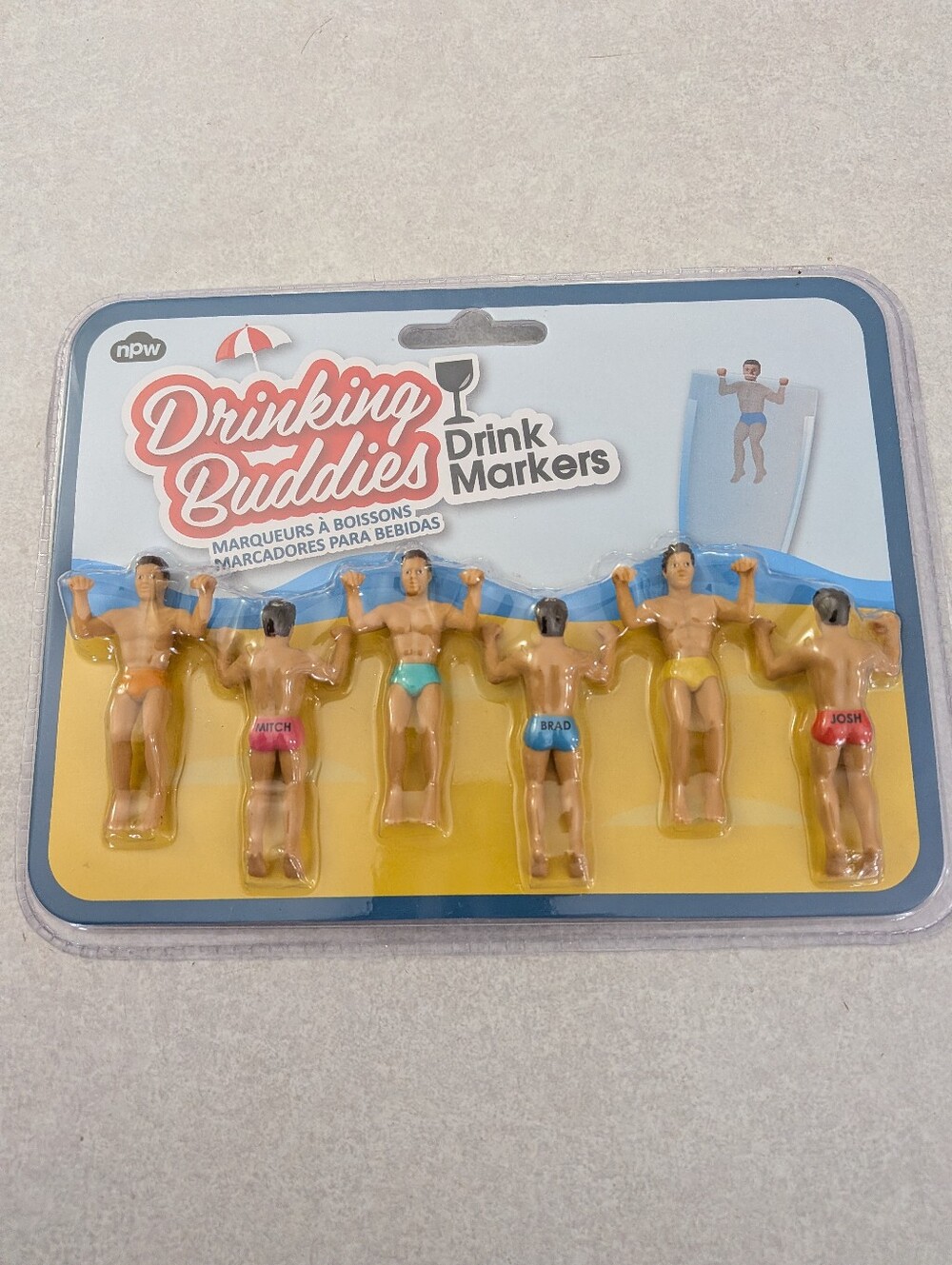 Drinking Buddies Drink Markers - Men Swim Figurine Set, Multicolor NEW 6 Pack
